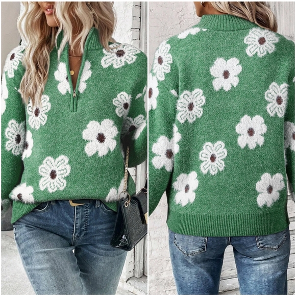 Wildflower Half Zip Pullover - Green